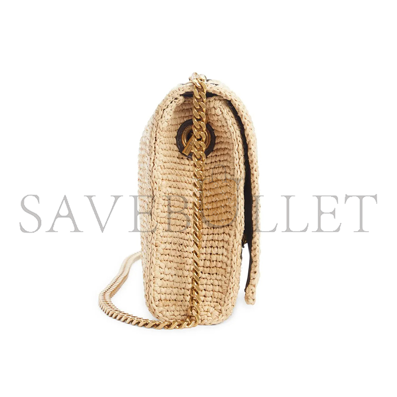 YSL KATE MEDIUM IN RAFFIA AND SMOOTH LEATHER 698637GAAA92069 (28.5*20*6cm)